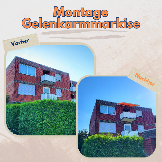 Referenz Montage Gelenkarmmarkise | Schnebeck GmbH, Meppen